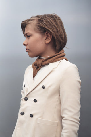 Mann Boys Knit Cabled Ponte Blazer Cream