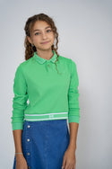 Kix Girls Striped Band Polo Green
