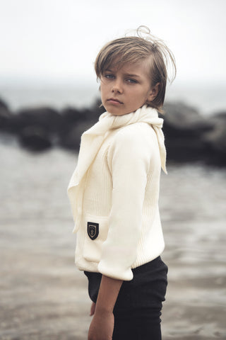 Blumint Boys Crest Embellished Sweater Cream