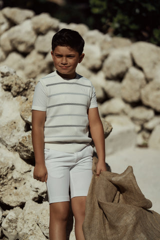 Blumint Boys Striped Design Ribbed Vest White/Navy