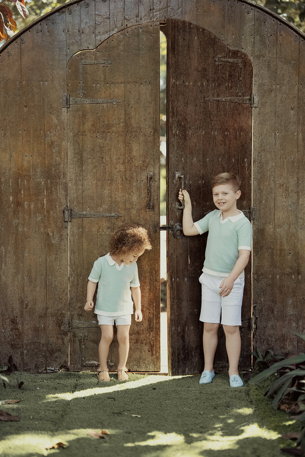 Blumint Boys Crochet Knit Top Mint