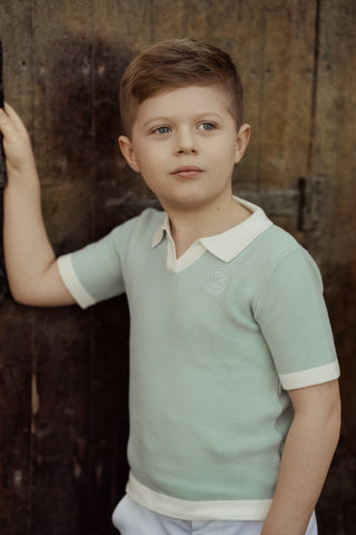 Blumint Boys Crochet Knit Top Mint