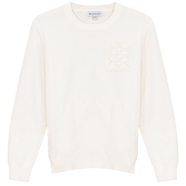Blumint Boys Crochet Pocket Sweater Cream
