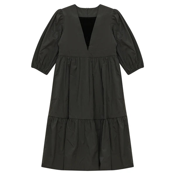 Pompomme Velvet Insert Taffeta Dress