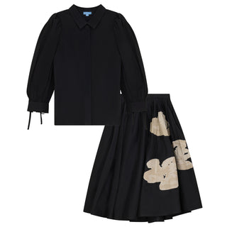 Pompomme Girls Floral Print Set Black
