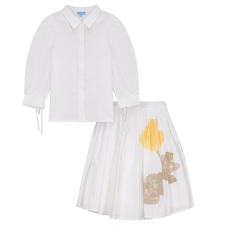 Pompomme Girls Floral Print Set White