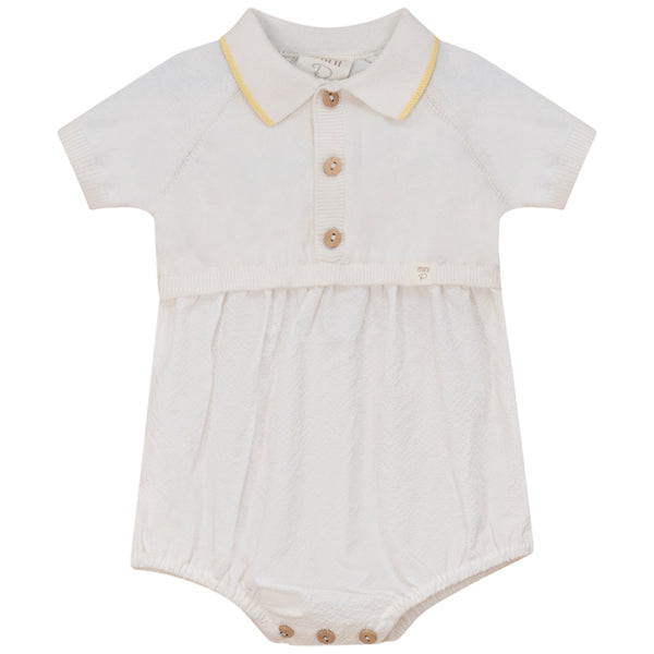 Mini P Baby Boy Combination Romper Ivory