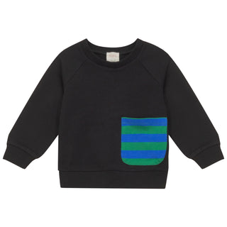 Pompomme Boys Stripe Pocket Sweatshirt Black