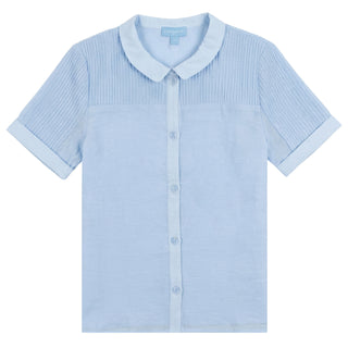 Pompomme Boys Pintuck Shirt Blue
