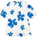 Pompomme Girls Puffy Sleeved Dress White/Blue