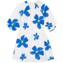 Pompomme Teen Painted Flower Waisted Dress White/Blue