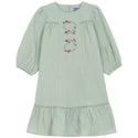 Pompomme Girls Heart Embroidered Detail Dress Green