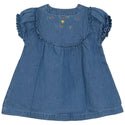 Pompomme Girls Crochet Applique Dress Denim