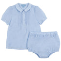 Pompomme Baby Girl Pintuck Set Blue