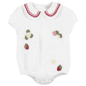 Pompomme Baby Embroidred Detail Romper White