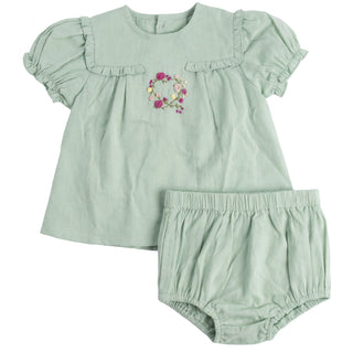 Pompomme Baby Heart Embroidered Detail Set Green