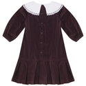 Pompomme Girls Scallop Collar Shirt Insert Dress Cocoa
