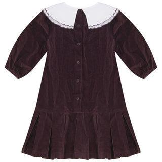 Pompomme Girls Scallop Collar Shirt Insert Dress Cocoa