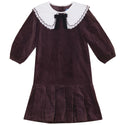 Pompomme Girls Scallop Collar Shirt Insert Dress Cocoa
