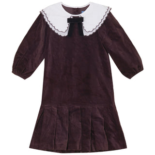 Pompomme Girls Scallop Collar Shirt Insert Dress Cocoa
