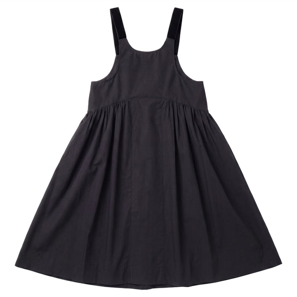Pip & Pio Girls Taffeta Jumper With Velvet Straps Black