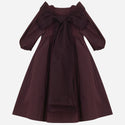 Pompomme Girls Tulle Bow Tafetta  Dress Burgundy