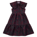 Pip & Pio Teen Oversized Collar Brocade Dress Burgundy