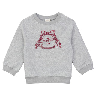 Mini P Baby Velvet Emblem Sweatshirt Grey/Red