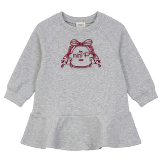 Mini P Girls Velvet Emblem Sweatdress Grey/Teal