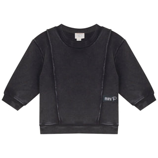 Mini P Baby Washed Piping Detail Sweatshirt Set Black