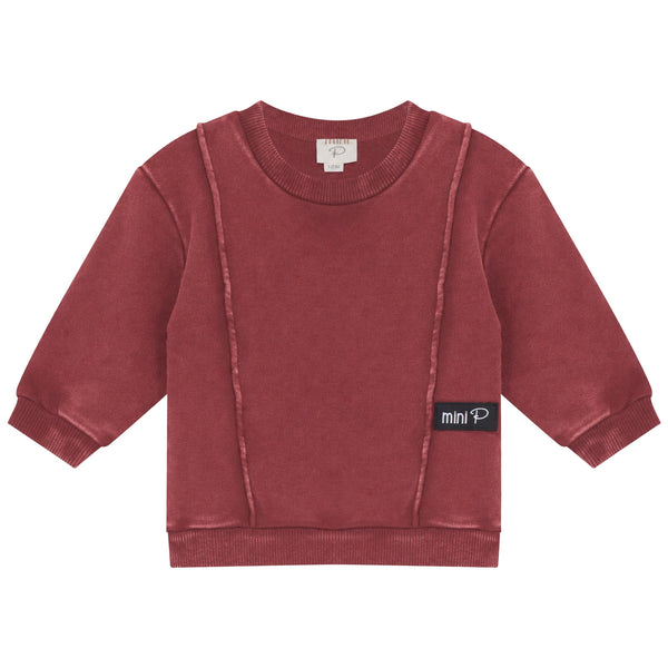 Mini P Baby washed Sweatshirt Set Red