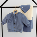 Mini P Boys Rib Trimmed Wool Jacket Blue