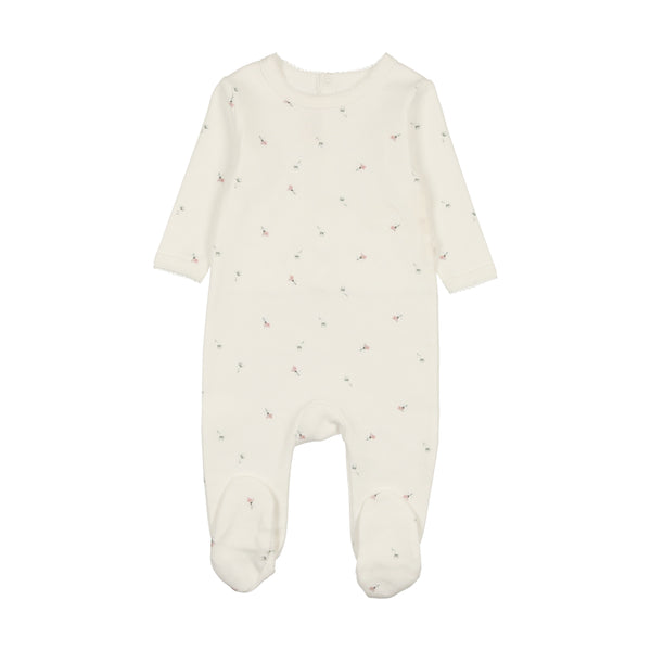 Mon Tresor Baby Plush Print Girls Footie Ivory & Pink