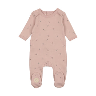 Mon Tresor Baby Plush Print Girls Footie Rose Smoke