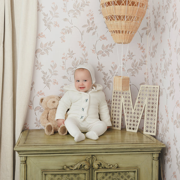 Mon Tresor Baby Plush Print Boys Jacket Gift Set Ivory & Blue