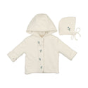 Mon Tresor Baby Plush Print Boys Jacket Gift Set Ivory & Blue