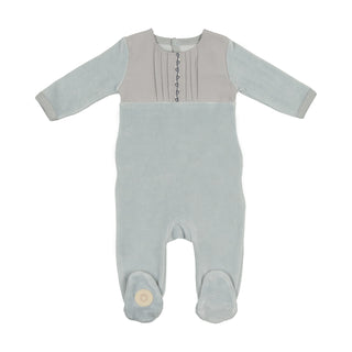 Mon Tresor Baby Poplin Pleats Layette Set Blue Dawn