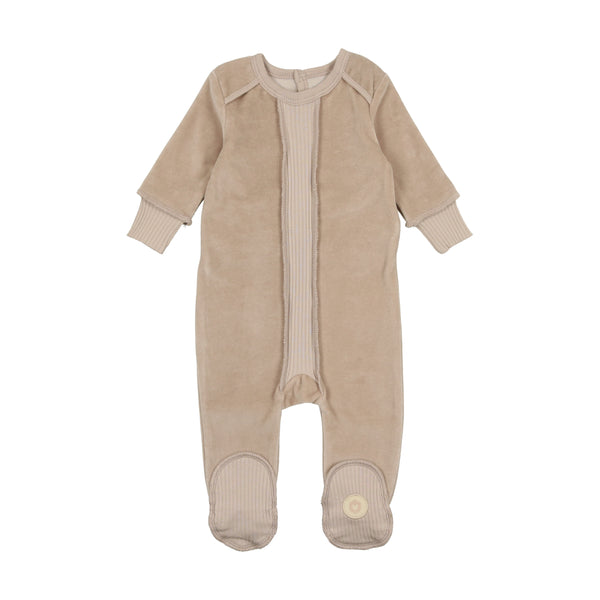 Mon Tresor Baby Rustic Ribbed Footie Taupe