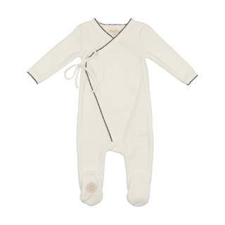 Mon Tresor Baby Scallop Wrap Layette Set Ivory & Black