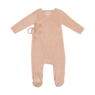 Mon Tresor Baby Scallop Wrap Footie Rose & Ivory