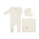 Mon Tresor Baby Scallop Wrap Layette Set Ivory & Pink