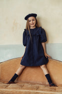 Pompomme Girls Frilled Yoke Dress Blue