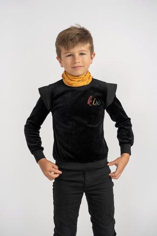 Kix Boys Rib Edge Velour Top Black