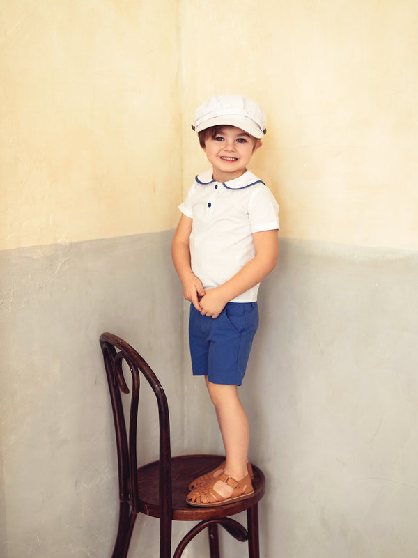Pompomme Boys Contrast Edge Set White/Blue