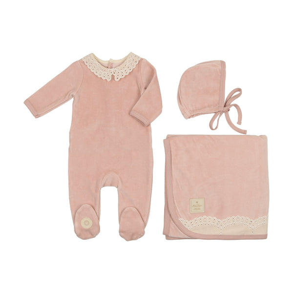 Mon Tresor Baby Tiny Eyelet Layette Set Rose Smoke