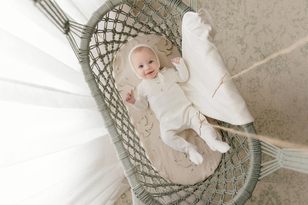 Mon Tresor Baby V-Knit Henley Footie Ivory