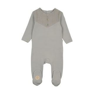 Mon Tresor Baby V-Knit Henley Footie Blue Haze