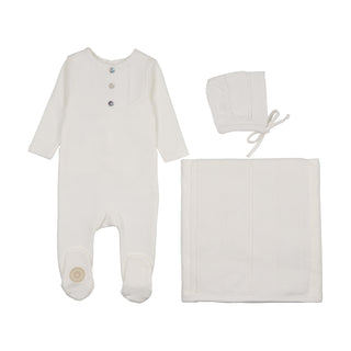 Mon Tresor Baby V-Knit Henley Layette Set Ivory Size: 6M