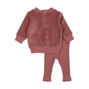 Mon Tresor Baby V-Neck Emblem Ensemble Dark Rose