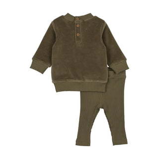 Mon Tresor Baby V-Neck Emblem Ensemble Sage